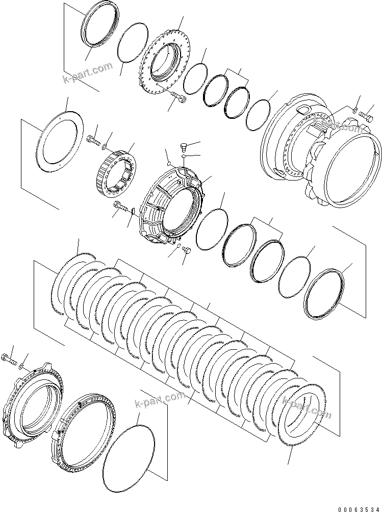 Komatsu parts book diagram for HD785-7 S/N 7001-8172: REAR AXLE (FINAL BRAKE) (L.H.) (2/3)(#7001-)