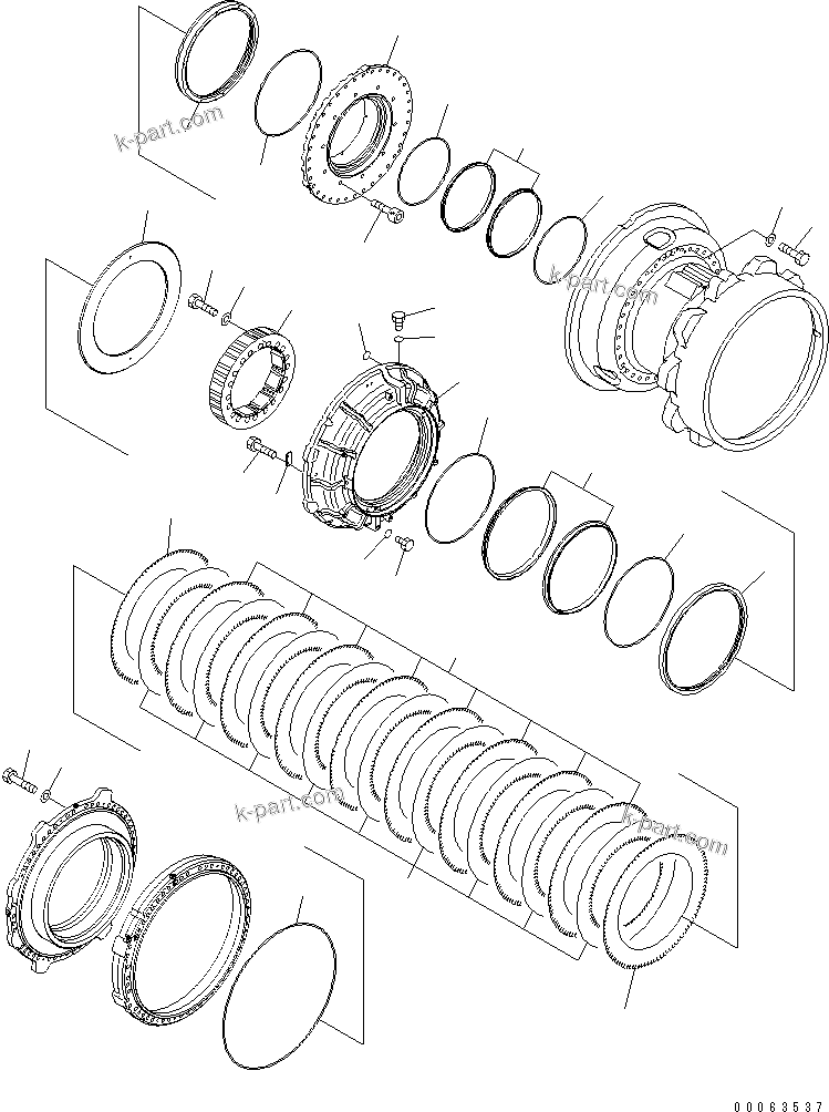 Komatsu parts book diagram for HD785-7 S/N 7001-8172: REAR AXLE (FINAL BRAKE) (L.H.) (ABS/ASR) (2/4)(#7001-)