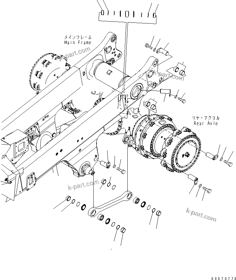 Komatsu parts book diagram for HD785-7 S/N 7001-8172: REAR AXLE SUPPORT (PIN GROUP)(#7001-)