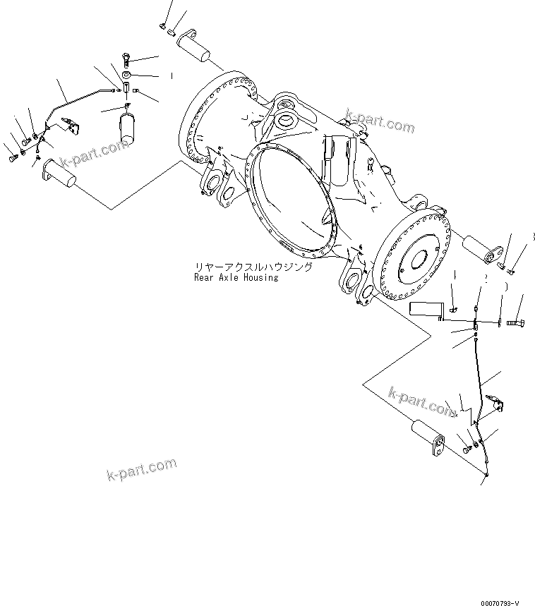 Komatsu parts book diagram for HD785-7 S/N 7001-8172: REAR AXLE SUPPORT (LUBRICATING GROUP)(#7001-)