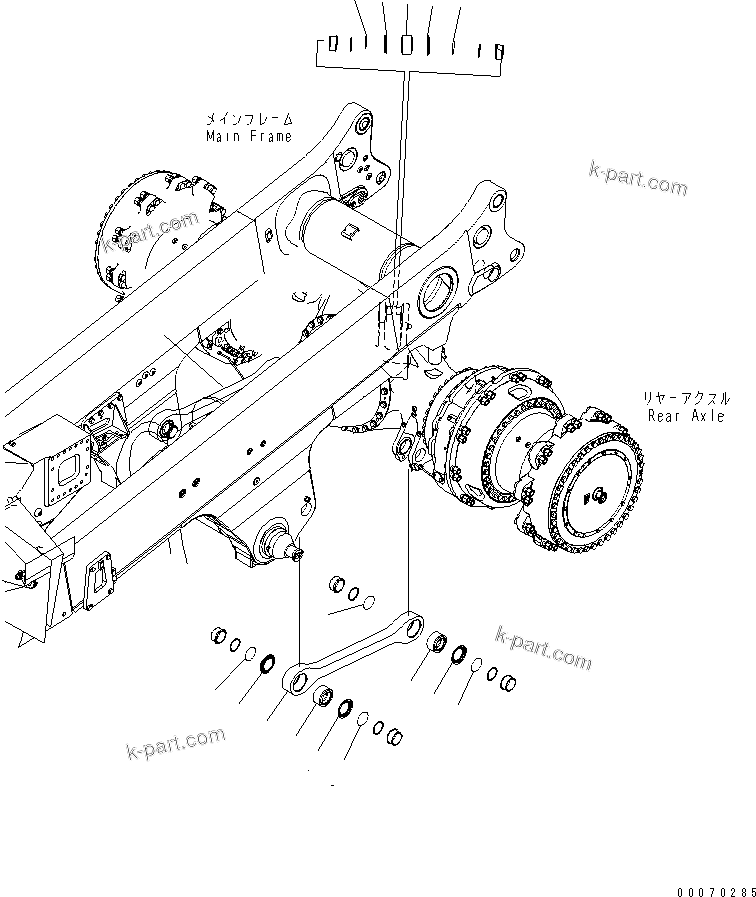 Komatsu parts book diagram for HD785-7 S/N 7001-8172: REAR AXLE SUPPORT (ROD GROUP)(#7001-)