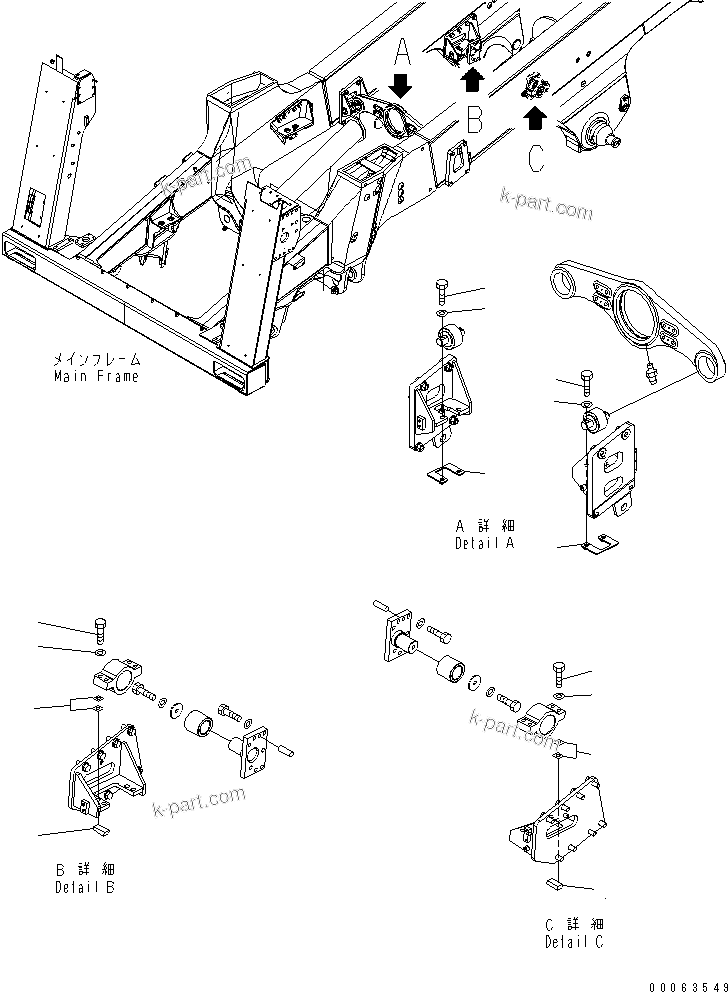 Komatsu parts book diagram for HD785-7 S/N 7001-8172: TRANSMISSION MOUNTING PARTS(#7169-)