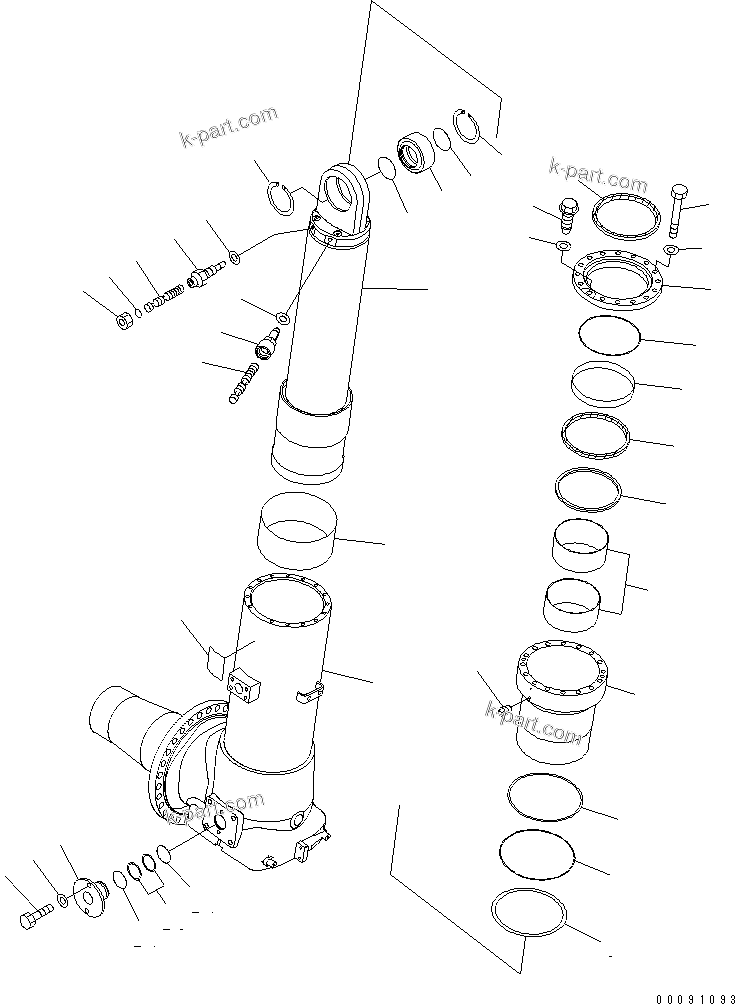 Komatsu parts book diagram for HD785-7 S/N 7001-8172: FRONT AXLE (R.H.) (FRONT SUSPENSION ASS'Y) (CYLINDER) (FOR PAYLOAD METER)(#7001-)