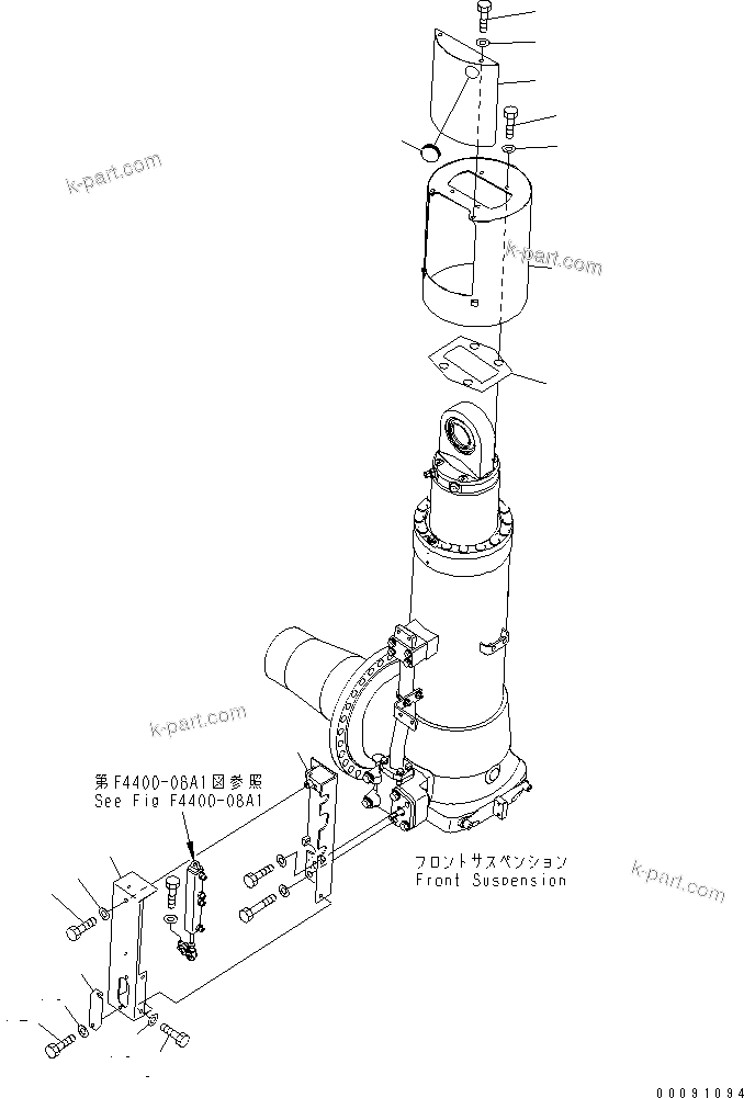 Komatsu parts book diagram for HD785-7 S/N 7001-8172: FRONT AXLE (R.H.) (FRONT SUSPENSION ASS'Y) (COVER) (FOR AUTO SUSPENSION)(#7001-)