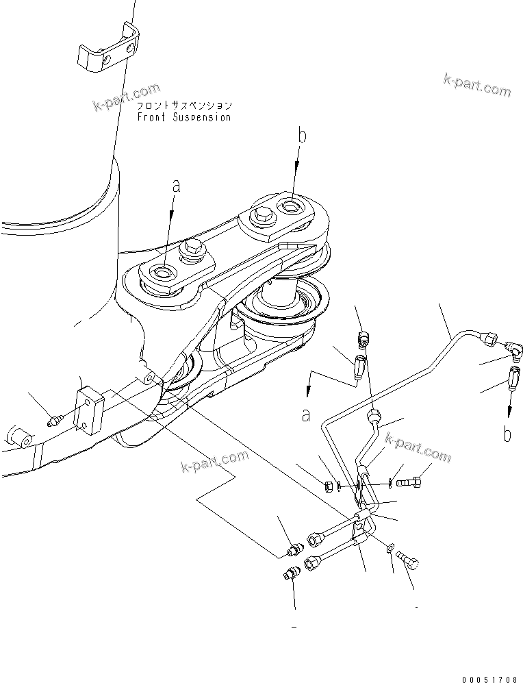 Komatsu parts book diagram for HD785-7 S/N 7001-8172: FRONT AXLE (R.H.) (LUBLICATION)(#7001-)