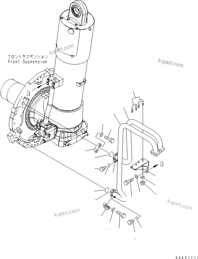 Komatsu parts book diagram for HD785-7 S/N 7001-8172: FRONT AXLE (R.H.) (BRAKE COOLING LINE)(#7001-)