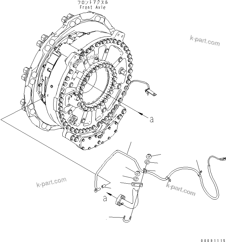 Komatsu parts book diagram for HD785-7 S/N 7001-8172: FRONT AXLE (R.H.) (ABS SENSOR) (FOR WITH ABS)(#8184-)