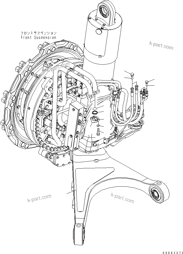 Komatsu parts book diagram for HD785-7 S/N 7001-8172: FRONT AXLE (R.H.) (TRANSPORT) (AUTO SUSPENSION)(#7003-)