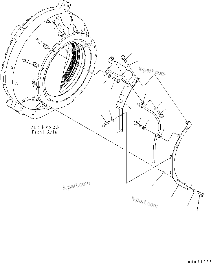 Komatsu parts book diagram for HD785-7 S/N 7001-8172: FRONT AXLE (L.H.) (COVER) (FOR WITH ABS)(#8184-)