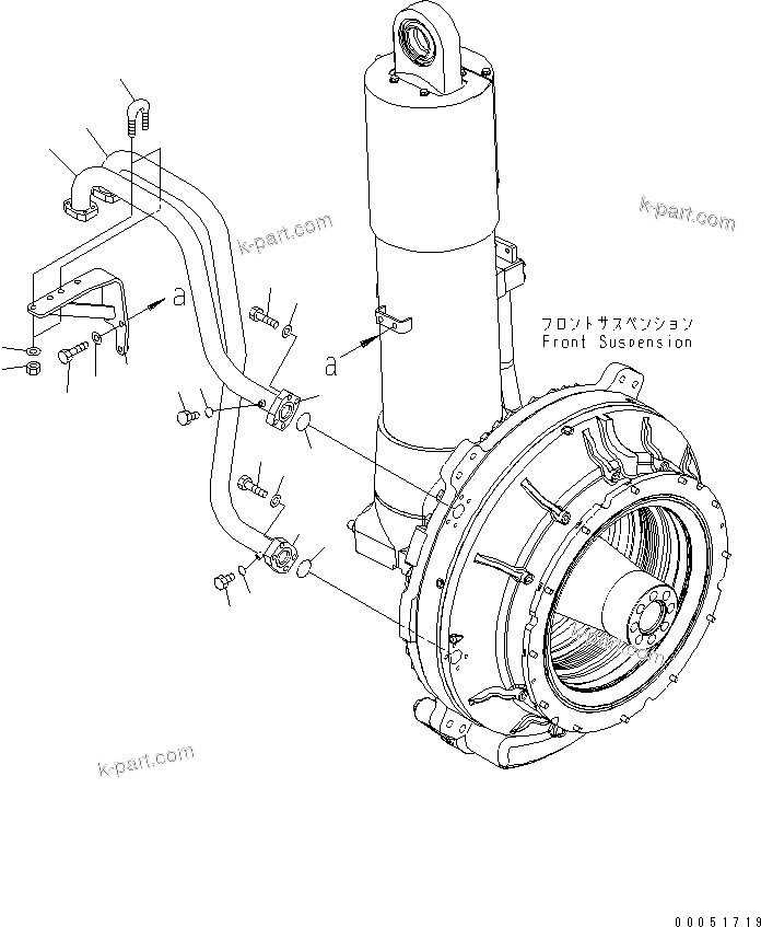 Komatsu parts book diagram for HD785-7 S/N 7001-8172: FRONT AXLE (L.H.) (BRAKE COOLING LINE)(#7001-)