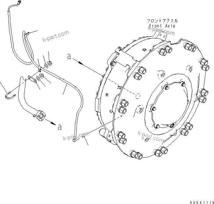 Komatsu parts book diagram for HD785-7 S/N 7001-8172: FRONT AXLE (L.H.) (ABS SENSOR) (FOR WITH ABS)(#8184-)