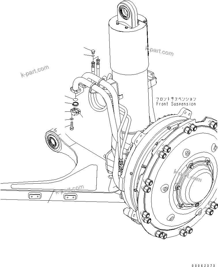 Komatsu parts book diagram for HD785-7 S/N 7001-8172: FRONT AXLE (L.H.) (TRANSPORT)(#7003-)