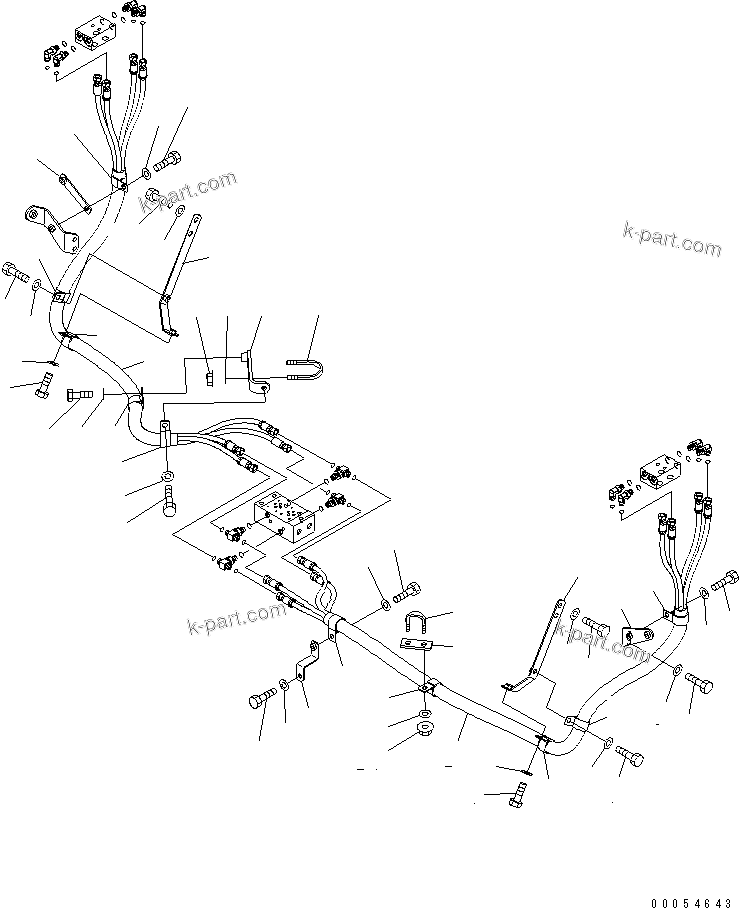 Komatsu parts book diagram for HD785-7 S/N 7001-8172: AUTO SUSPENSION PIPING (2/4)(#7001-7168)