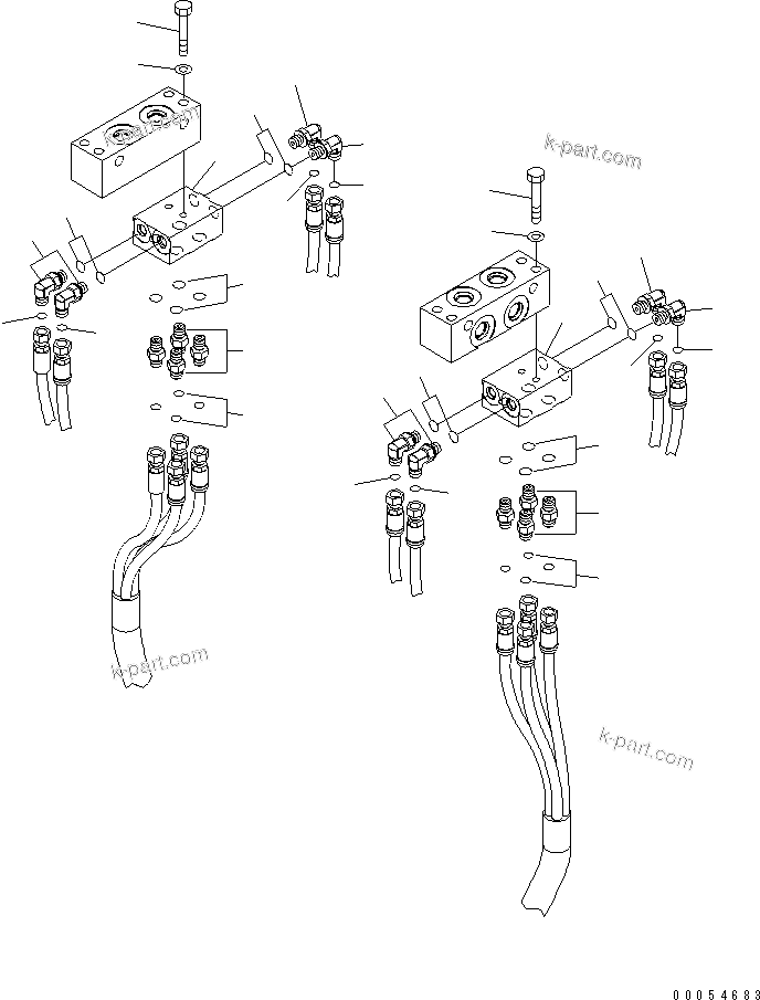 Komatsu parts book diagram for HD785-7 S/N 7001-8172: AUTO SUSPENSION PIPING (4/4)(#7001-7168)