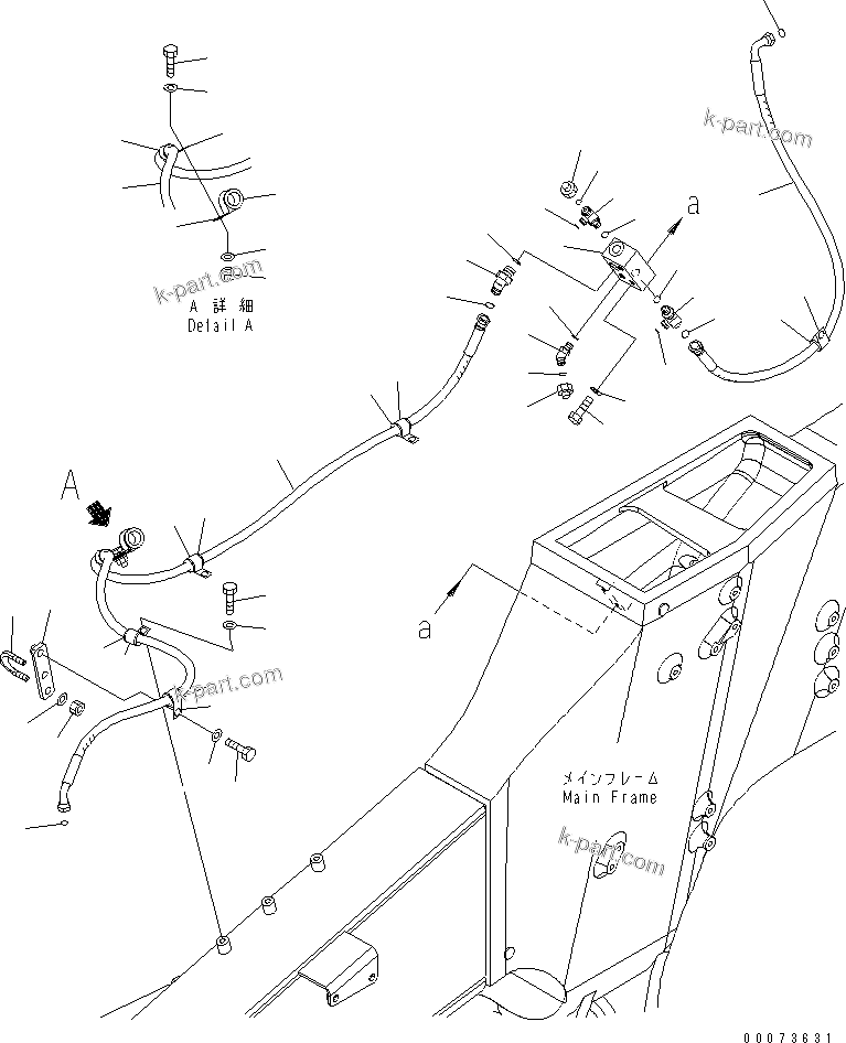 Komatsu parts book diagram for HD785-7 S/N 7001-8172: AUTO SUSPENSION PIPING (EXHAUST BRAKE LINE)(#7169-)