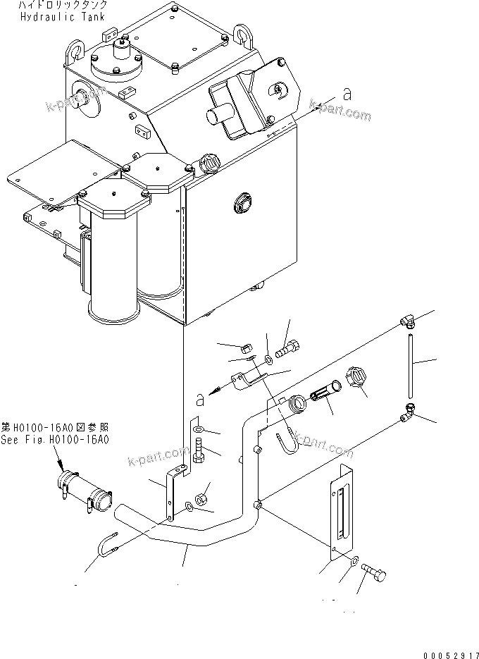 Komatsu parts book diagram for HD785-7 S/N 7001-8172: HYDRAULIC TANK (PETROL PIPING)(#7001-7168)