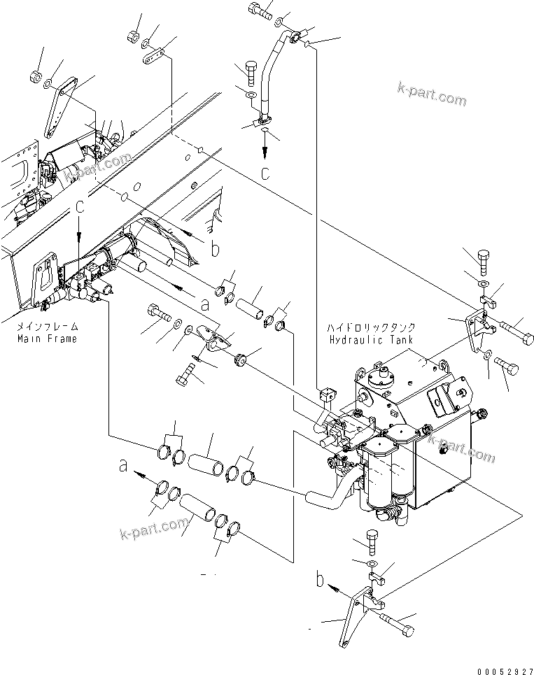 Komatsu parts book diagram for HD785-7 S/N 7001-8172: HYDRAULIC TANK (MOUNTING PARTS)(#7001-7168)