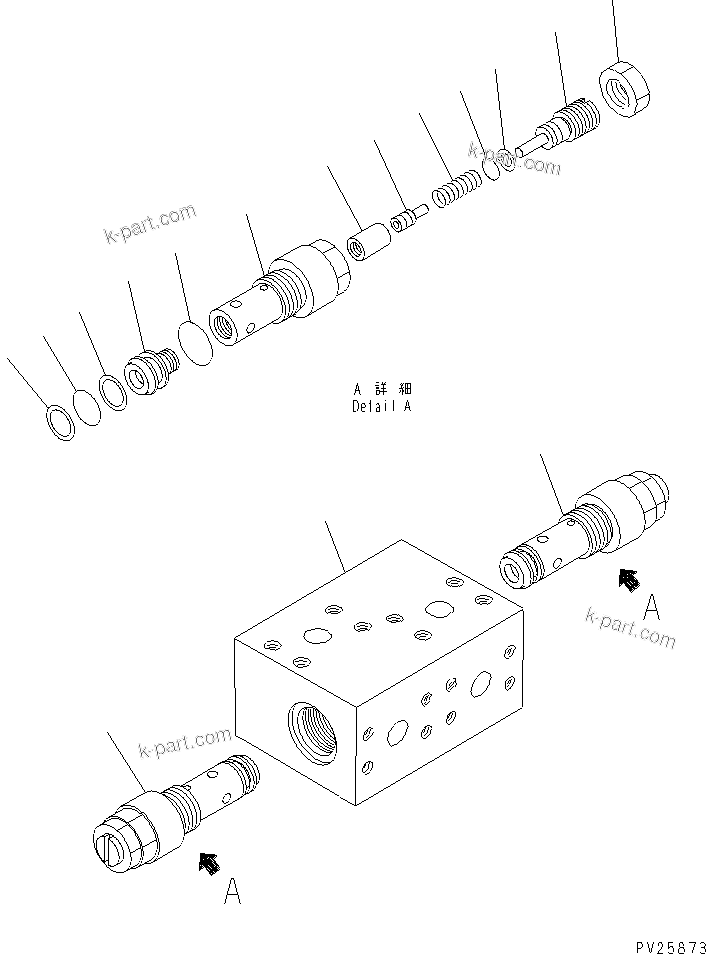 Komatsu parts book diagram for HD785-7 S/N 7001-8172: CROSSOVER RELIEF VALVE(#7169-)