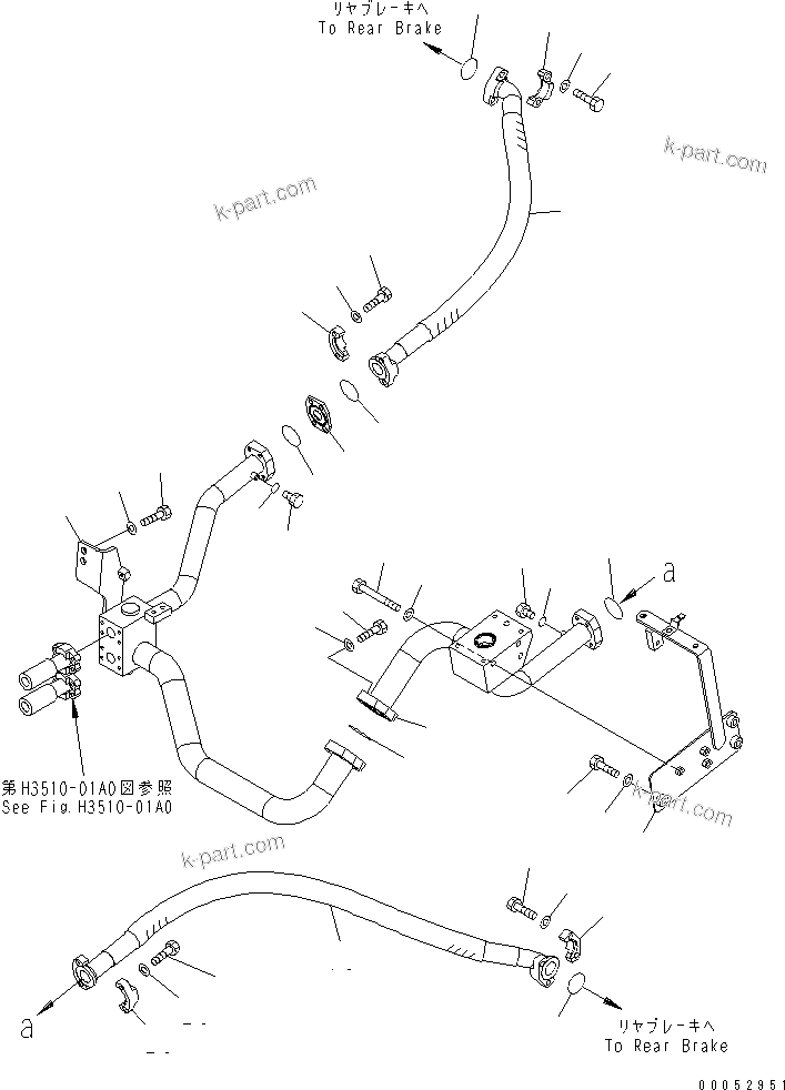 Komatsu parts book diagram for HD785-7 S/N 7001-8172: BRAKE COOLING OIL LINE (PUMP TO REAR BRAKE) (2/2)(#7001-7168)