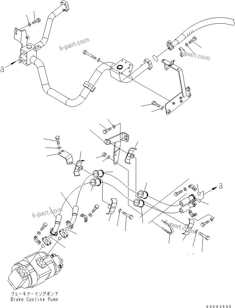 Komatsu parts book diagram for HD785-7 S/N 7001-8172: BRAKE COOLING OIL LINE (PUMP TO REAR BRAKE) (2/2)(#7169-)