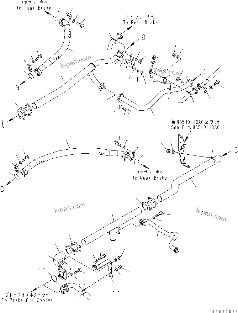 Komatsu parts book diagram for HD785-7 S/N 7001-8172: BRAKE COOLING OIL LINE (BRAKE TO OIL COOLER)(#7001-7168)