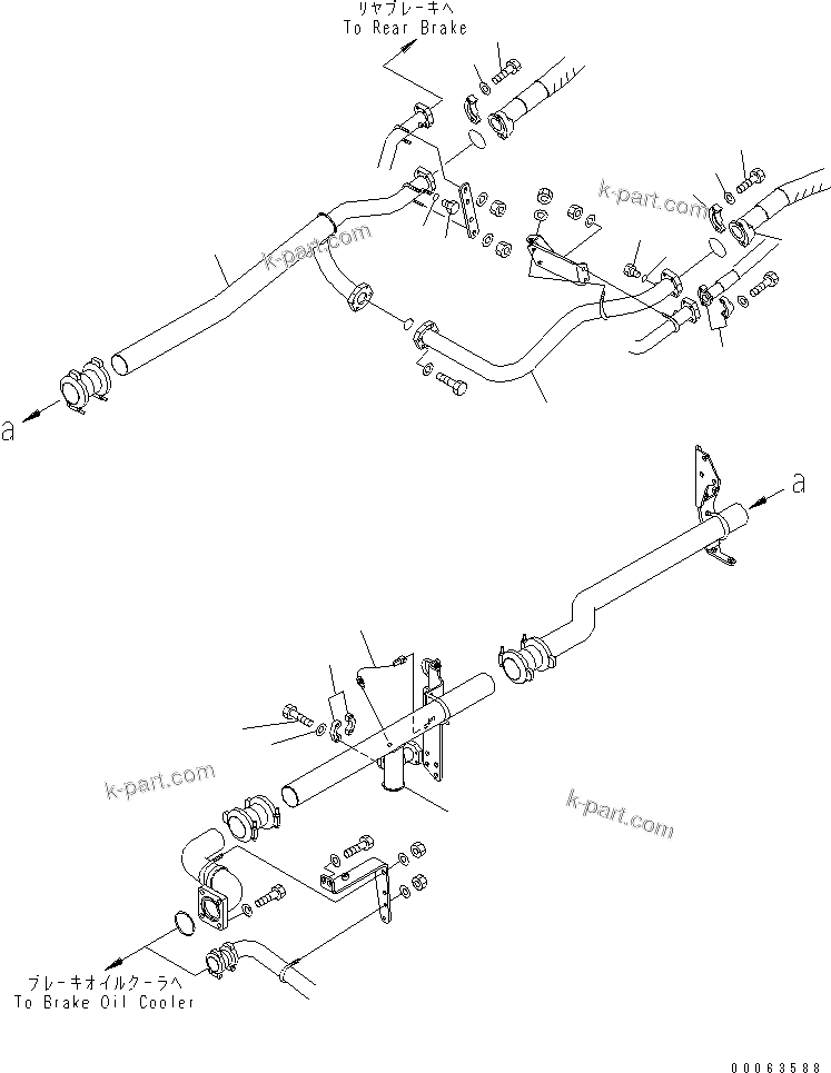 Komatsu parts book diagram for HD785-7 S/N 7001-8172: BRAKE COOLING OIL LINE (REAR BRAKE TO OIL COOLER) (1/2)(#7169-)