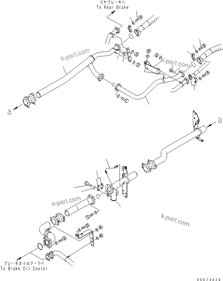 Komatsu parts book diagram for HD785-7 S/N 7001-8172: BRAKE COOLING OIL LINE (REAR BRAKE TO OIL COOLER) (OIL HEATER) (1/2)(#7169-)