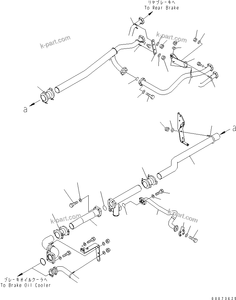 Komatsu parts book diagram for HD785-7 S/N 7001-8172: BRAKE COOLING OIL LINE (REAR BRAKE TO OIL COOLER) (OIL HEATER) (2/2)(#7169-)
