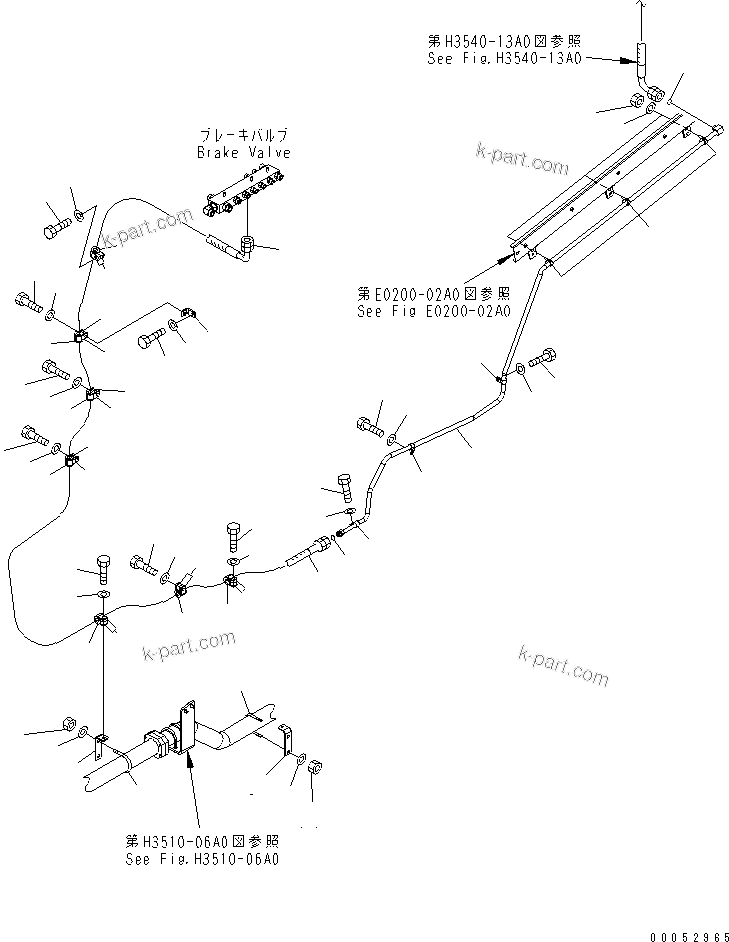Komatsu parts book diagram for HD785-7 S/N 7001-8172: BRAKE PIPING (FRAME L.H. SIDE)(#7001-7168)