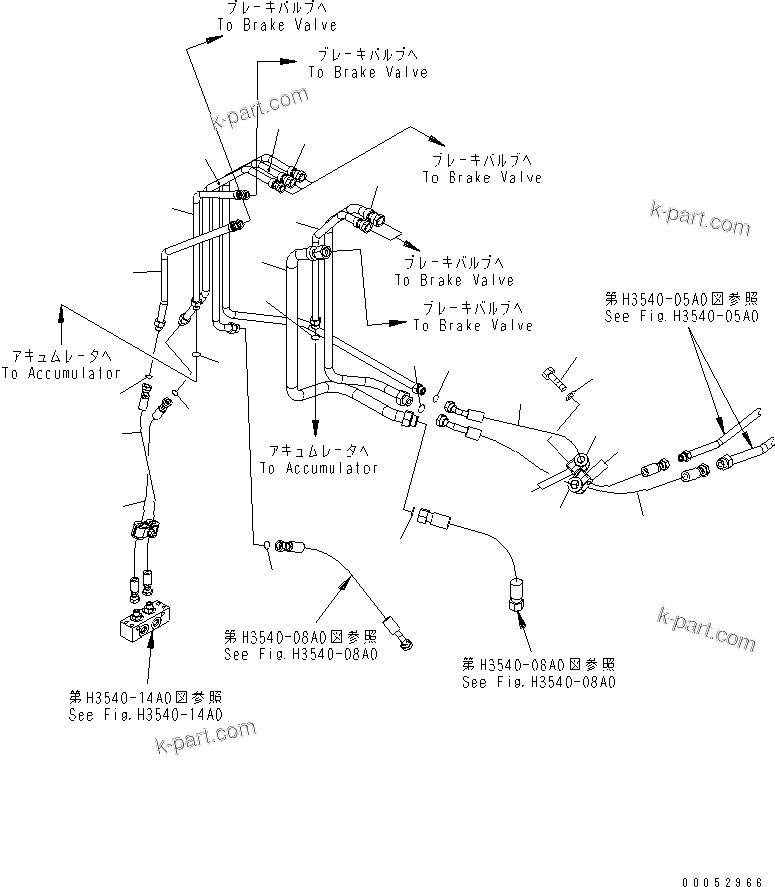 Komatsu parts book diagram for HD785-7 S/N 7001-8172: BRAKE PIPING (FRAME R.H. SIDE) (1/3)(#7001-7168)