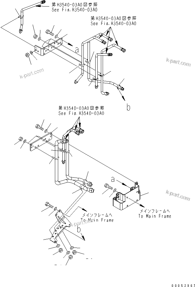 Komatsu parts book diagram for HD785-7 S/N 7001-8172: BRAKE PIPING (FRAME R.H. SIDE) (2/3)(#7001-7168)