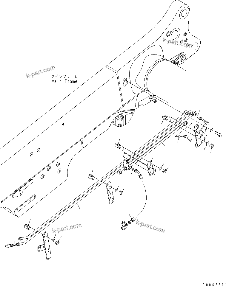 Komatsu parts book diagram for HD785-7 S/N 7001-8172: BRAKE PIPING (FRAME R.H. SIDE) (ASR OR ASR+ABS)(#7169-)