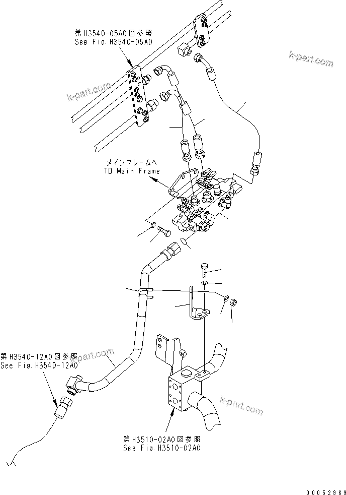 Komatsu parts book diagram for HD785-7 S/N 7001-8172: BRAKE PIPING (PARKING BRAKE VALVE LINE)(#7001-7168)