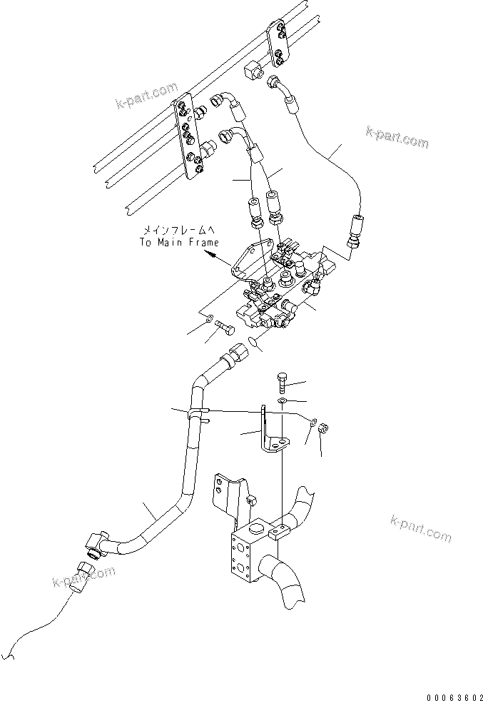 Komatsu parts book diagram for HD785-7 S/N 7001-8172: BRAKE PIPING (PARKING BRAKE VALVE LINE)(#7169-)