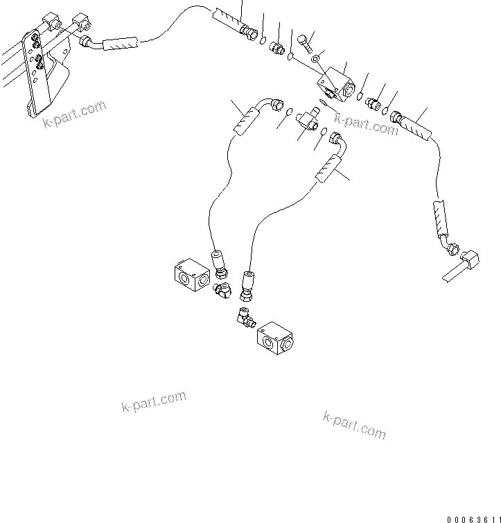 Komatsu parts book diagram for HD785-7 S/N 7001-8172: REAR BRAKE PIPING (FOR ASR)(#7169-)