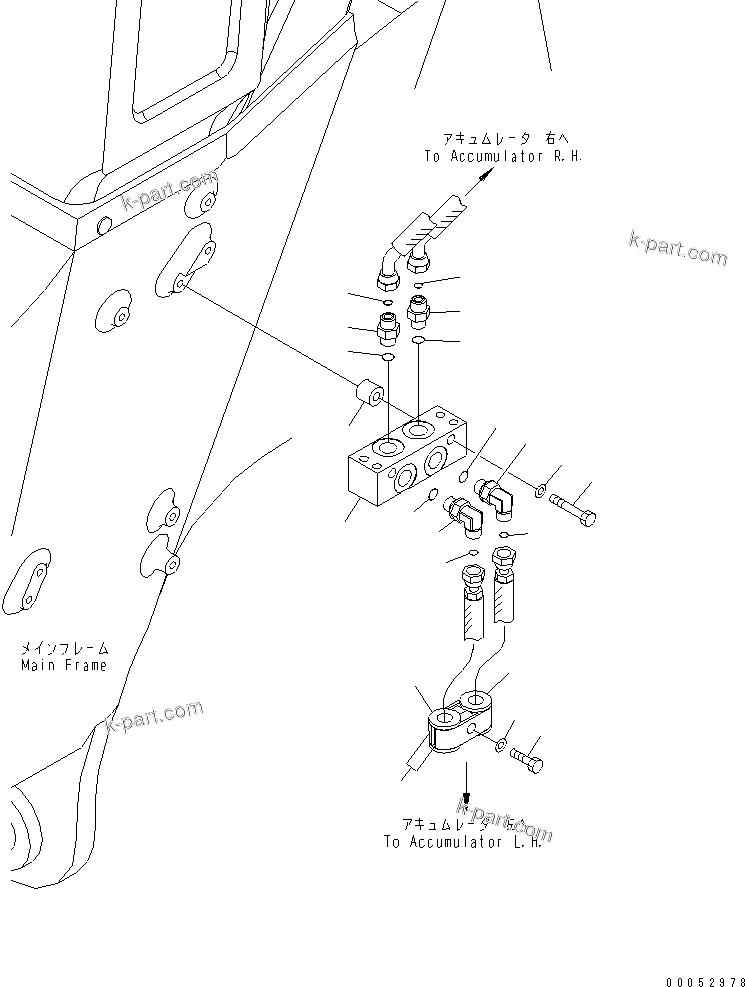 Komatsu parts book diagram for HD785-7 S/N 7001-8172: FRONT BRAKE PIPING (L.H.)(#7001-7168)