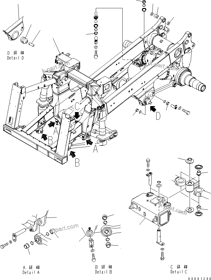 Komatsu parts book diagram for HD785-7 S/N 7001-8172: MAIN FRAME (FRAME) (EXHAUST BRAKE ? OIL HEATER AND ENGINE ROOM LAMP)(#7169-)