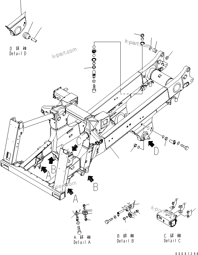 Komatsu parts book diagram for HD785-7 S/N 7001-8172: MAIN FRAME (FRAME) (COOLANT QUICK CHARGE)(#7169-)