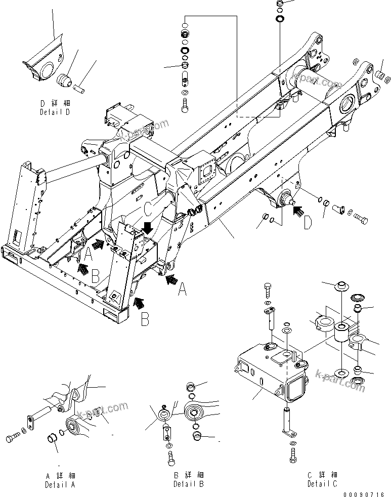 Komatsu parts book diagram for HD785-7 S/N 7001-8172: MAIN FRAME (FRAME) (STAIRWAY ? BATTERY DISCONNECT SWITCH ? ENGINE SIDE COVER ? ASR)(#8060-)