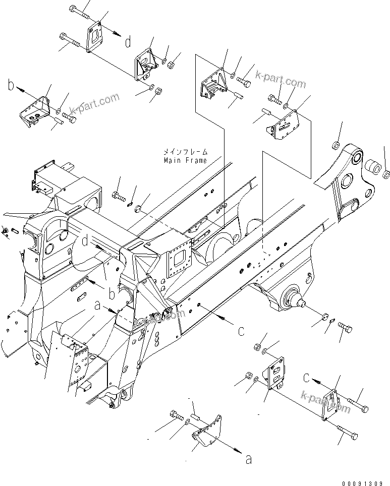 Komatsu parts book diagram for HD785-7 S/N 7001-8172: MAIN  FRAME (BRACKET)(#7001-7168)