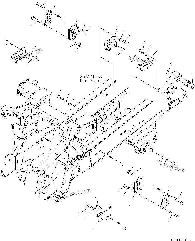 Komatsu parts book diagram for HD785-7 S/N 7001-8172: MAIN  FRAME (BRACKET) (ADDITIONAL FILTER)(#7001-7168)