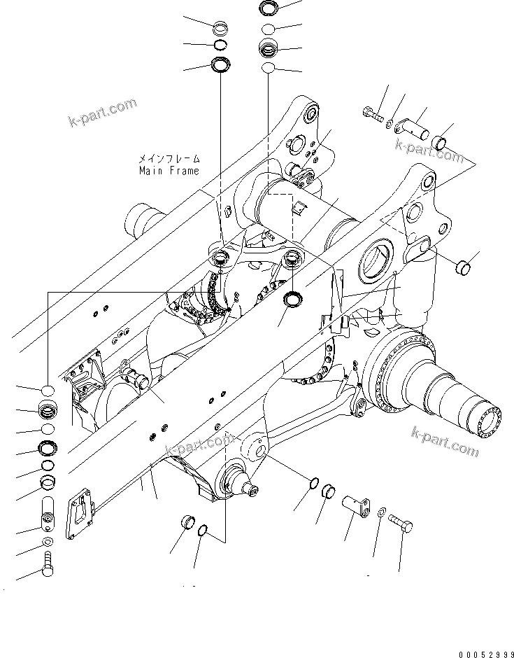 Komatsu parts book diagram for HD785-7 S/N 7001-8172: MAIN  FRAME (AXLE SUPPORT)(#7001-7168)