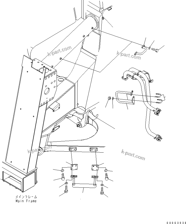 Komatsu parts book diagram for HD785-7 S/N 7001-8172: FRONT SUPPORT (L.H.) (STEP)(#7169-)