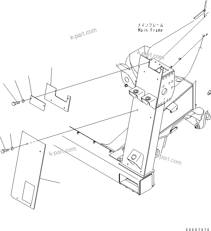 Komatsu parts book diagram for HD785-7 S/N 7001-8172: FRONT SUPPORT (L.H.) (BRACKET) (STAIRWAY)(#7169-)