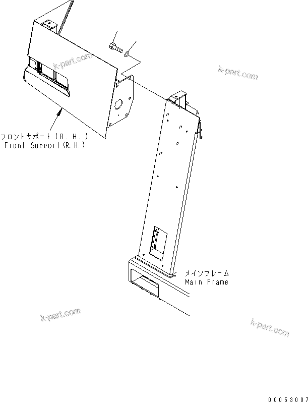 Komatsu parts book diagram for HD785-7 S/N 7001-8172: FRONT SUPPORT (R.H.) (BOLT LINE)(#7001-7168)