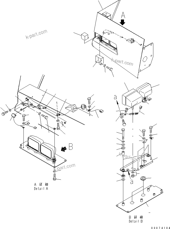 Komatsu parts book diagram for HD785-7 S/N 7001-8172: FRONT SUPPORT (R.H.) (SUPPORT AND HEAD LAMP) (HEAD LAMP HID)(#7169-)
