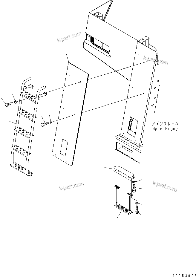 Komatsu parts book diagram for HD785-7 S/N 7001-8172: FRONT SUPPORT (R.H.) (BRACKET)(#7001-7168)
