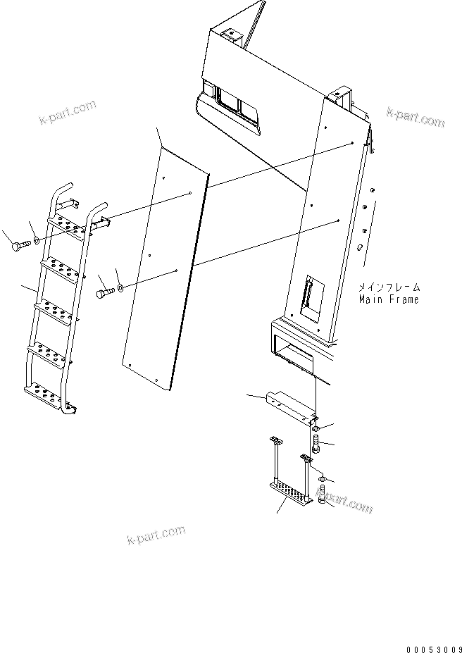 Komatsu parts book diagram for HD785-7 S/N 7001-8172: FRONT SUPPORT (R.H.) (BRACKET) (VHMS LESS)(#7001-7168)