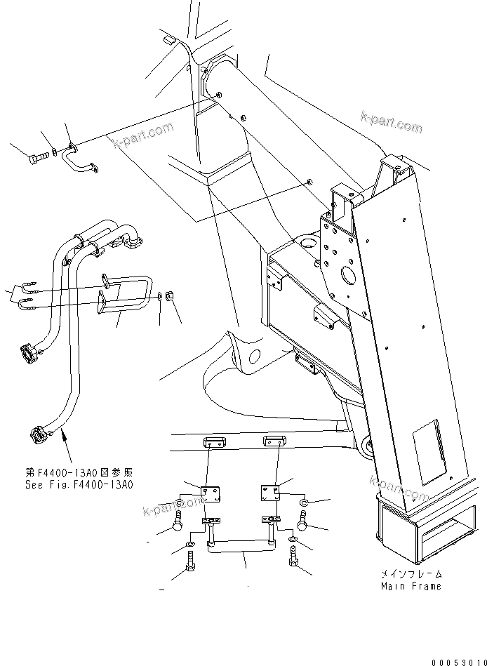 Komatsu parts book diagram for HD785-7 S/N 7001-8172: FRONT SUPPORT (R.H.) (STEP)(#7001-7168)