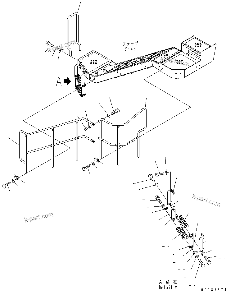 Komatsu parts book diagram for HD785-7 S/N 7001-8172: STATRWAY (GUARD)(#7169-)